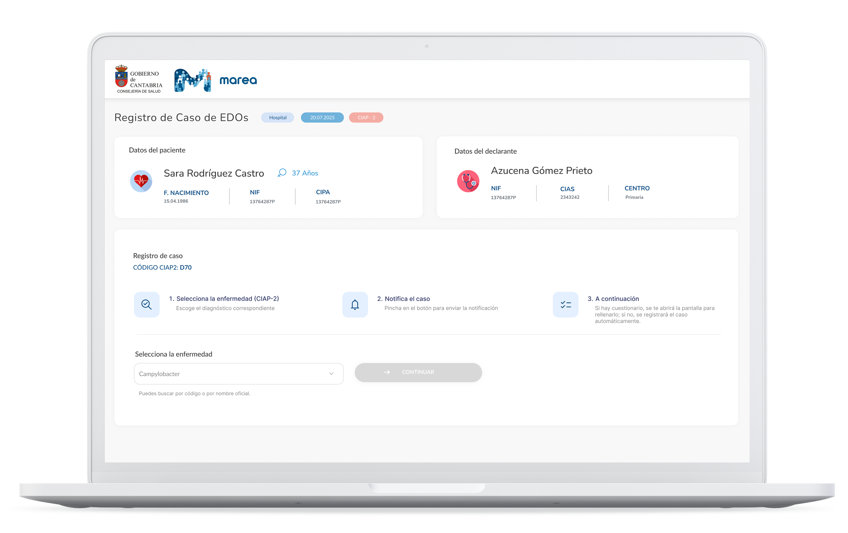 Aplicación Marea - Registro de EDOs